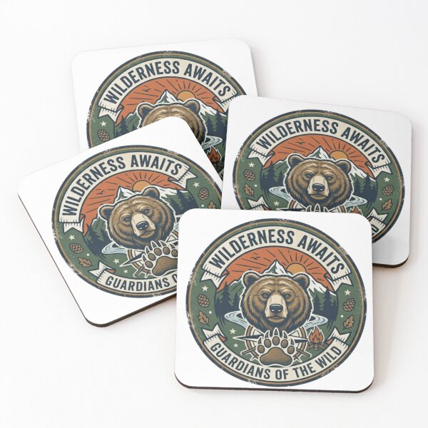 Item preview, Wilderness Awaits Bear Adventure Badge - Guardians of the Wild Mountain Camping Design designed and sold by QUIRKFITs.