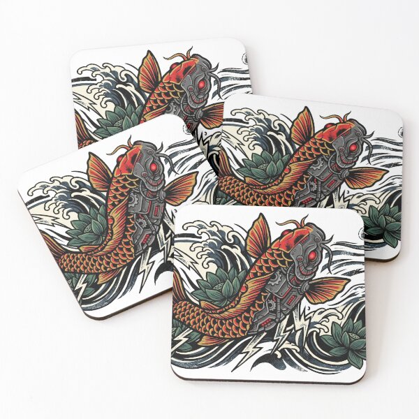 Item preview, Cyberpunk Koi Fish Tattoo Art - Mecha Robot Japanese Fish designed and sold by ArtisticlyVibes.