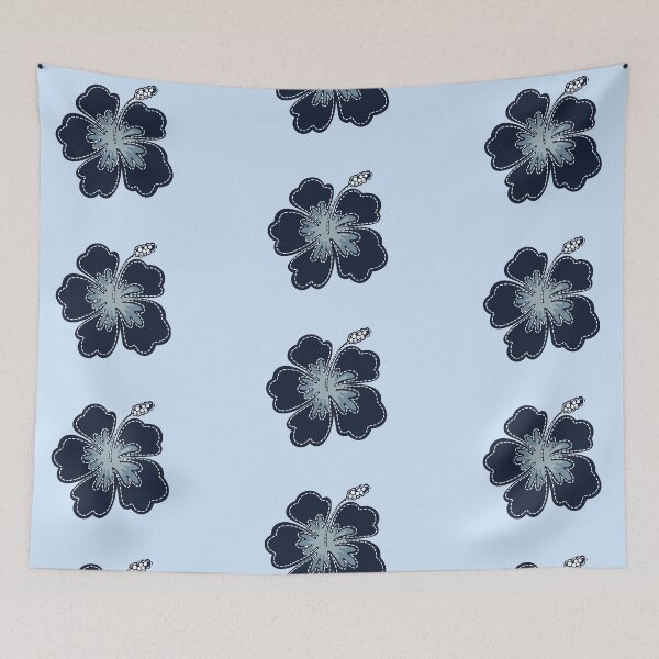 Aperçu de l'œuvre Dessin d'hibiscus bleu à points créée et vendue par Collage Gallery.
