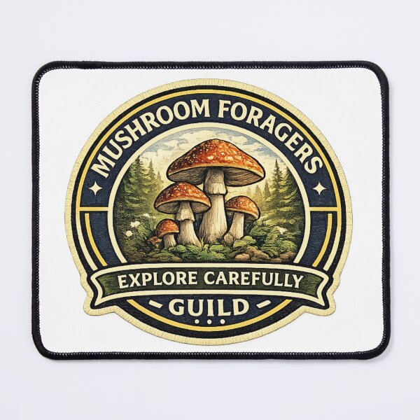 Item preview, Mushroom Foragers Guild Sticker | Explore Carefully Badge | Forest Mushroom Lover Design | Cottagecore Nature Emblem designed and sold by MrDev.