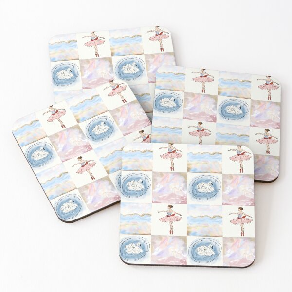 Item preview, Coquette Ballerina and Swan Pastel Grid Seamless Pattern designed and sold by RM-Journey.