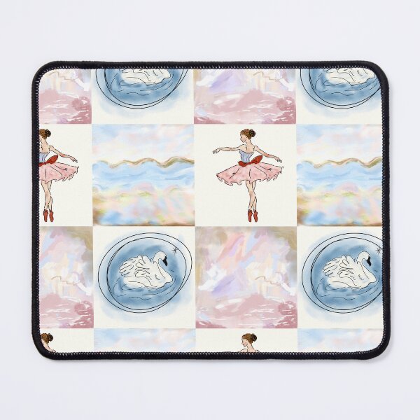 Item preview, Coquette Ballerina and Swan Pastel Grid Seamless Pattern designed and sold by RM-Journey.