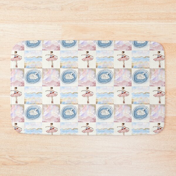 Item preview, Coquette Ballerina and Swan Pastel Grid Seamless Pattern designed and sold by RM-Journey.