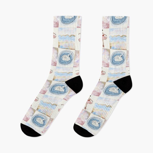 Item preview, Coquette Ballerina and Swan Pastel Grid Seamless Pattern designed and sold by RM-Journey.