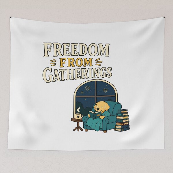 Item preview, Freedom From Gatherings Cozy Golden Retriever Reading designed and sold by chattsuede.