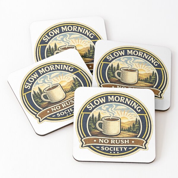Item preview, Slow Morning Society Sticker | Coffee Sunrise Badge | No Rush Design | Cozy Coffee Lover Aesthetic designed and sold by MrDev.