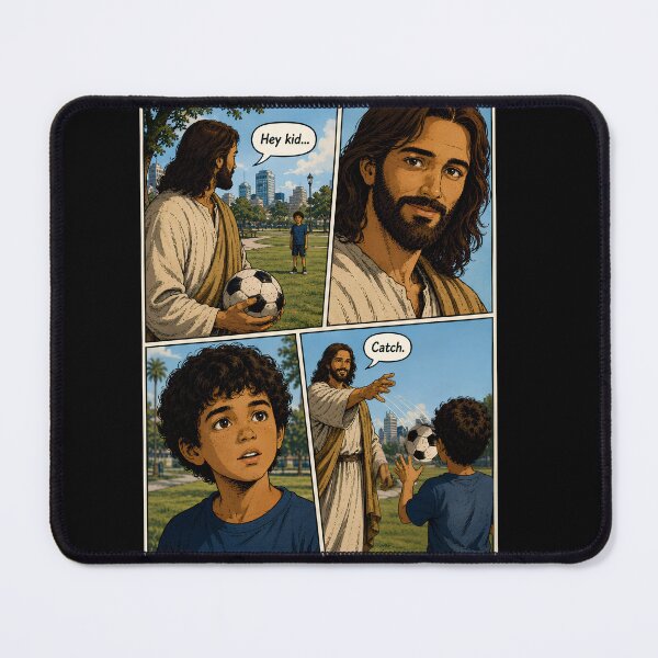 Item preview, Hey Kid… Catch. | Christian Soccer Comic | Jesus Sports Graphic designed and sold by Alt Christian.