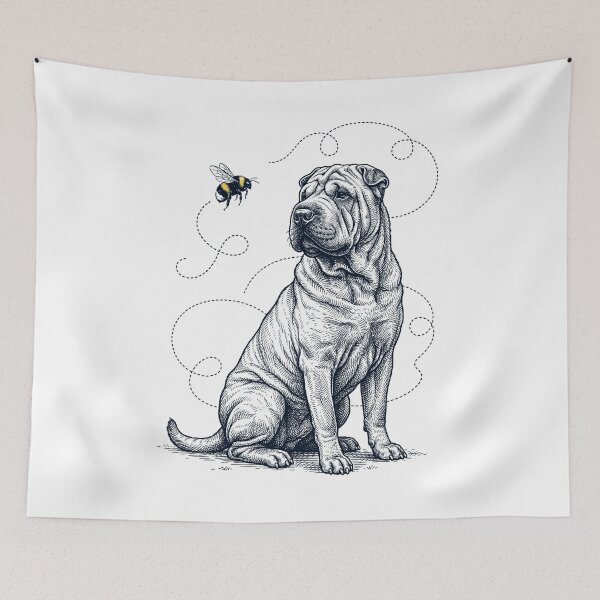 Item preview, Chinese Shar Pei Bumble Bee Honeybee Dog Lover designed and sold by Kimberley King Art  King Art.
