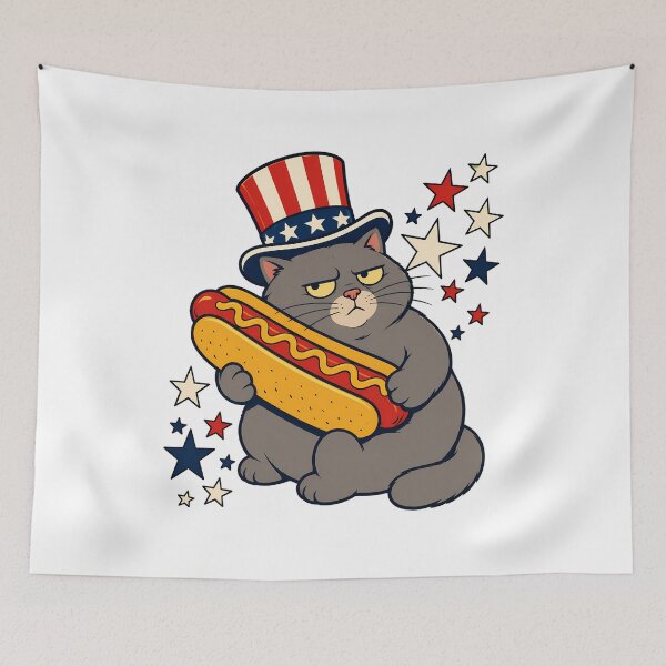 Item preview, Grumpy Patriot Kitty Sarcastic July Fourth Feline designed and sold by chattsuede.