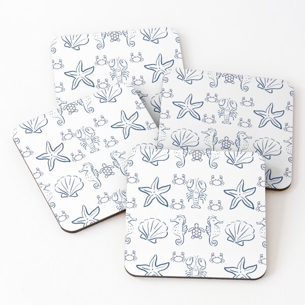 Item preview, Coastal Nautical Sea Life Pattern Seahorse Shell Starfish Ocean Throw Pillow designed and sold by FestivityFinds.