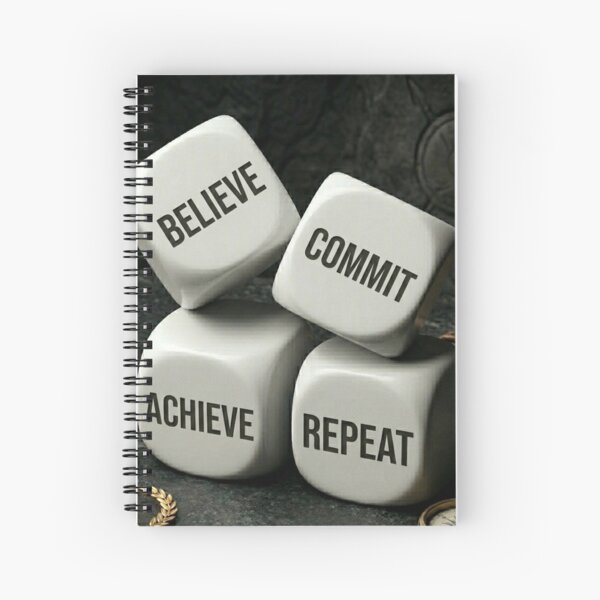 Item preview, Believe Commit Achieve Repeat Dice Success Loop Motivational Quote designed and sold by RAMHEARTS.