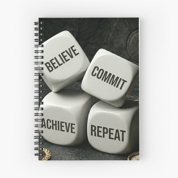 Item preview, Believe Commit Achieve Repeat Dice Success Loop Motivational Quote designed and sold by RAMHEARTS.