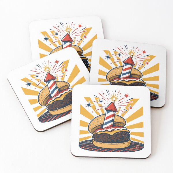 Item preview, 4th Of July Firework Burger Retro Patriotic Celebration designed and sold by chattsuede.