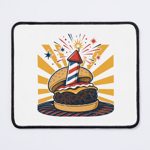 Item preview, 4th Of July Firework Burger Retro Patriotic Celebration designed and sold by chattsuede.