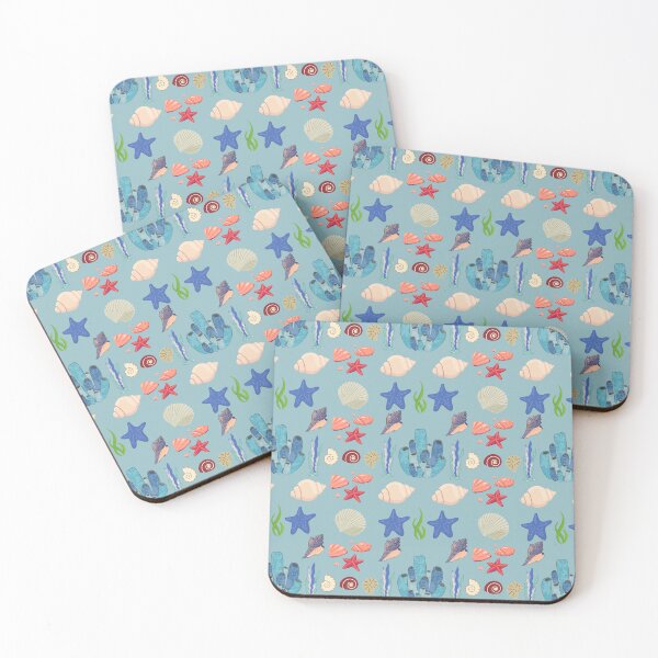 Item preview, Coastal Ocean Seashell Pattern Starfish Coral Reef Beach Throw Blanket designed and sold by FestivityFinds.