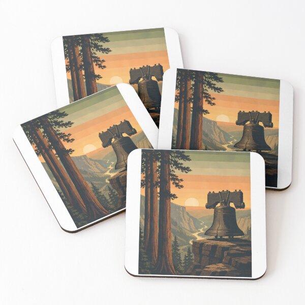 Item preview, Retro Liberty Bell Landscape Vintage Travel Poster designed and sold by chattsuede.