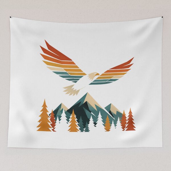 Item preview, Retro Mountain Eagle Adventure Vintage Geometric Wilderness designed and sold by chattsuede.