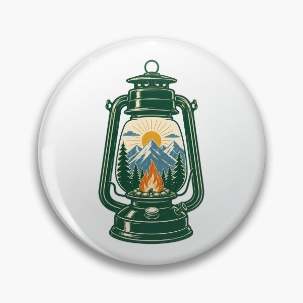 Item preview, Retro Mountain Camping Lantern Vintage Adventure designed and sold by chattsuede.