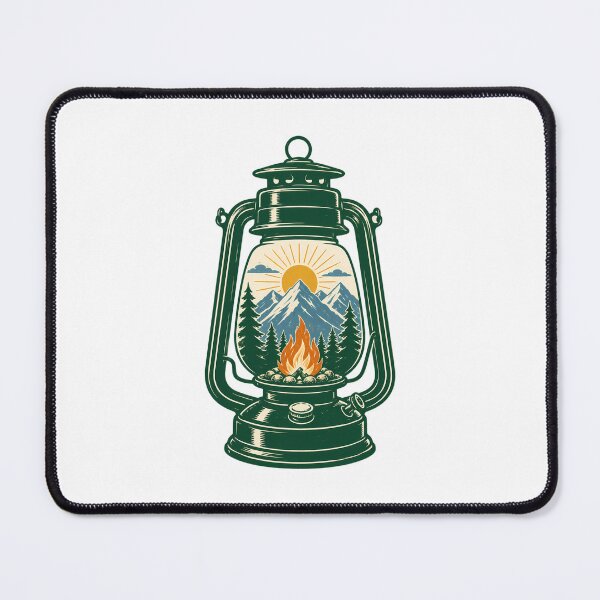 Item preview, Retro Mountain Camping Lantern Vintage Adventure designed and sold by chattsuede.