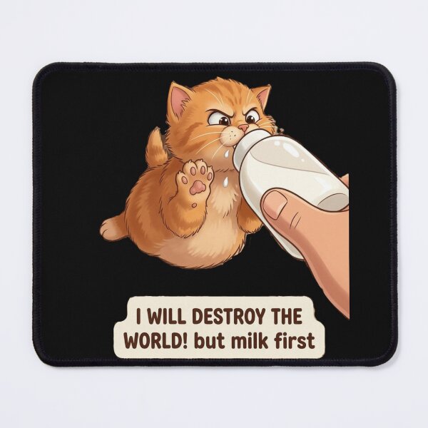 Item preview, i will destroy the world but first milk. designed and sold by GG-Graphics.