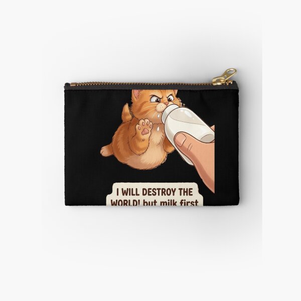 Item preview, i will destroy the world but first milk. designed and sold by GG-Graphics.