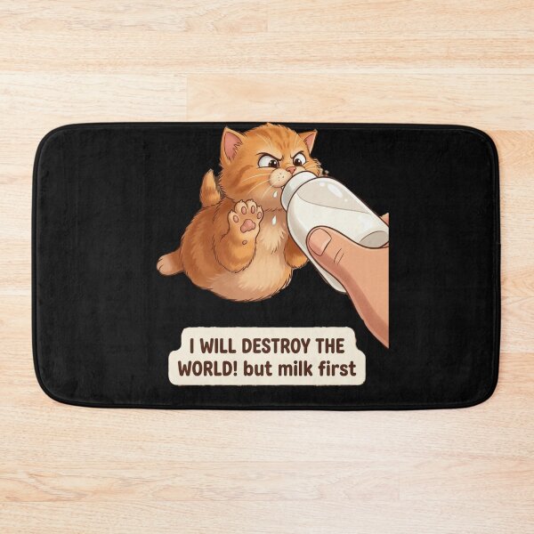 Item preview, i will destroy the world but first milk. designed and sold by GG-Graphics.