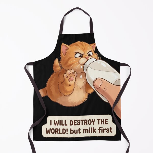 Item preview, i will destroy the world but first milk. designed and sold by GG-Graphics.