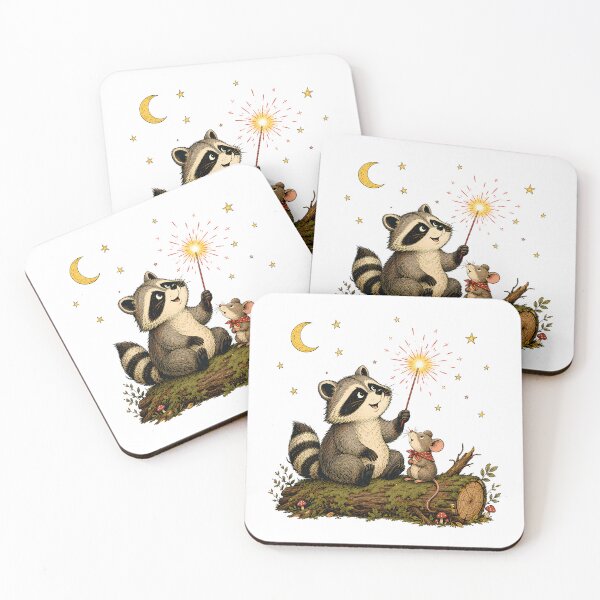 Item preview, Cottagecore Woodland Raccoon And Mouse Cozy Night Celebration designed and sold by chattsuede.