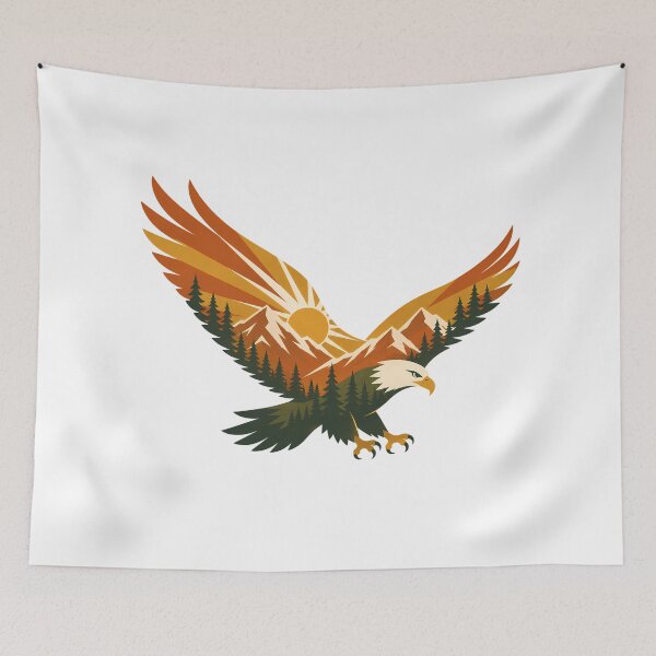 Item preview, Mountain Wilderness Eagle Landscape Retro Adventure designed and sold by chattsuede.