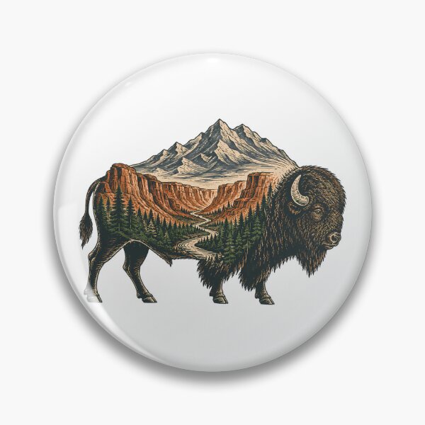 Item preview, Wilderness Bison Double Exposure Rustic Landscape designed and sold by chattsuede.
