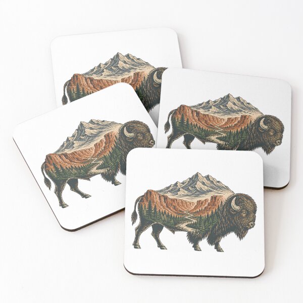 Item preview, Wilderness Bison Double Exposure Rustic Landscape designed and sold by chattsuede.