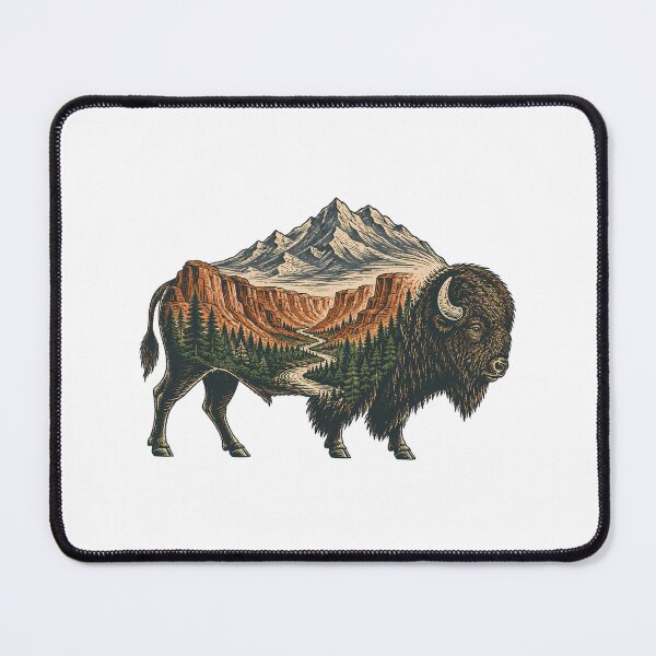Item preview, Wilderness Bison Double Exposure Rustic Landscape designed and sold by chattsuede.