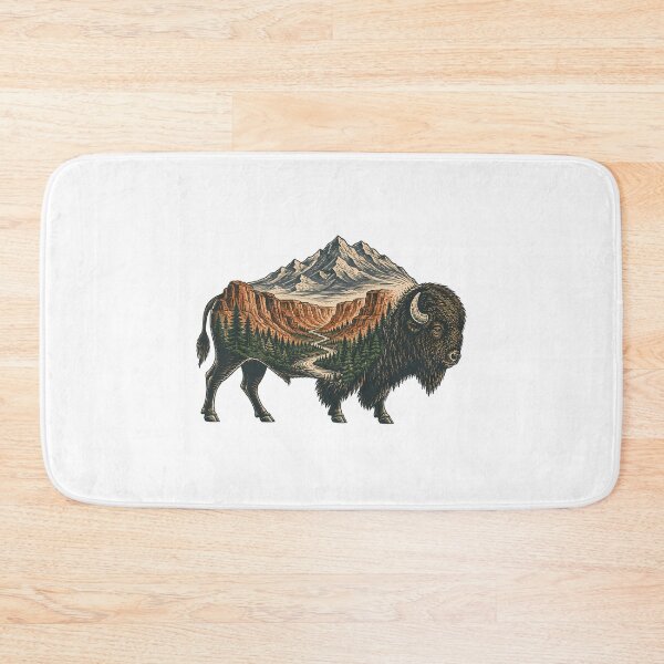 Item preview, Wilderness Bison Double Exposure Rustic Landscape designed and sold by chattsuede.