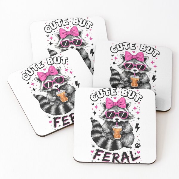 Item preview, Cute But Feral Raccoon Drink designed and sold by ileknitilec.