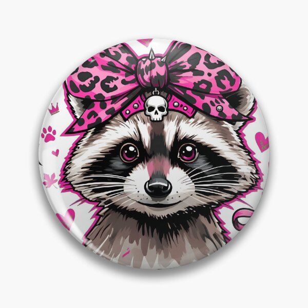 Item preview, Cute But Feral Raccoon Pink Bow Leopard designed and sold by smelternidersdi.