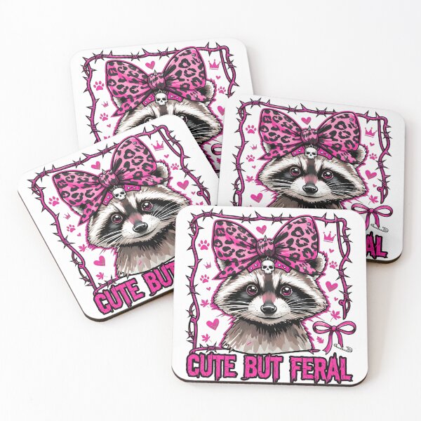 Item preview, Cute But Feral Raccoon Pink Bow Leopard designed and sold by smelternidersdi.