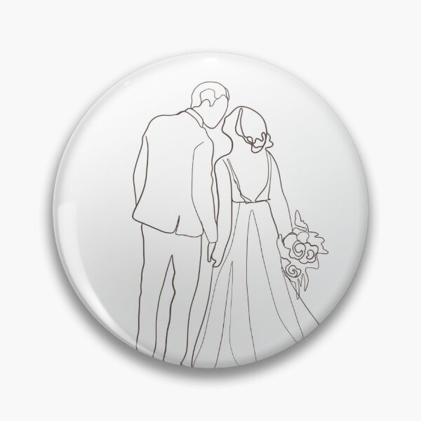 Item preview, Bride and Groom Line Drawing, Elegant Black Wedding Vows Poster designed and sold by CocooPrints.