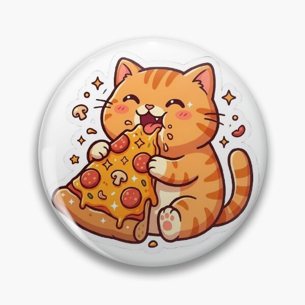 Item preview, Cute Orange Cat Eating Pizza Sticker designed and sold by AmanPalCreates.