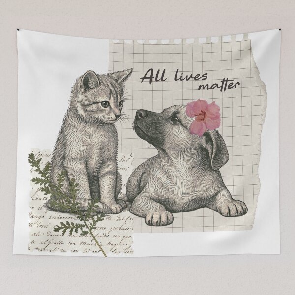 Item preview, All Lives Matter Vintage Cat and Dog Rescue Aesthetic Design designed and sold by shopfindingbeni.