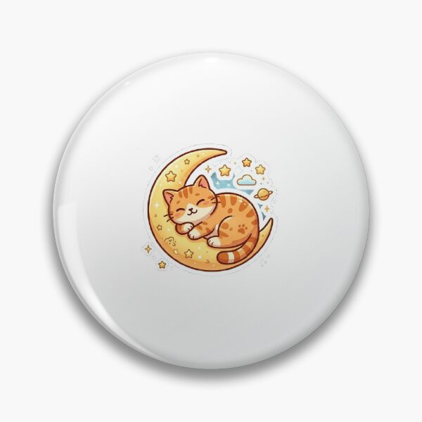 Item preview, Sleeping Orange Cat on Crescent Moon Sticker designed and sold by AmanPalCreates.