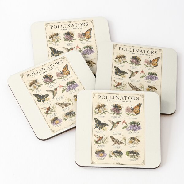 Item preview, Pollinators of North America Bee Butterfly & Hummingbird Natural History Poster designed and sold by astersgraphics.