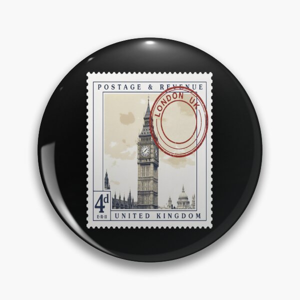 Artikelvorschau, Vintage-Briefmarke aus London, Großbritannien – Retro-Reiseaufkleber entworfen und verkauft von stickercuffs.