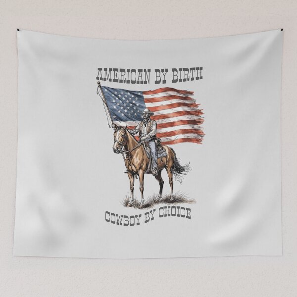 Item preview, American By Birth Cowboy By Choice Patriotic Western Vintage designed and sold by legacylivingshop.