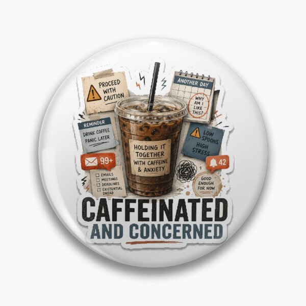 Item preview, Caffeinated And Concerned designed and sold by InkWanderStudio.