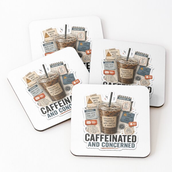 Item preview, Caffeinated And Concerned designed and sold by InkWanderStudio.