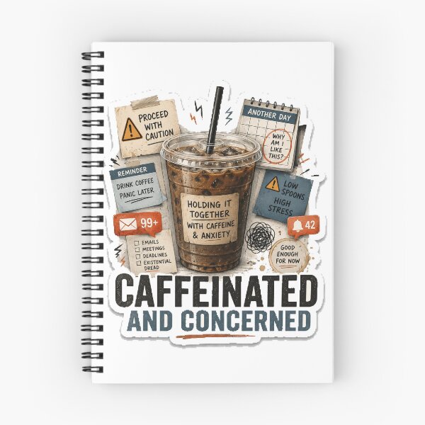 Item preview, Caffeinated And Concerned designed and sold by InkWanderStudio.