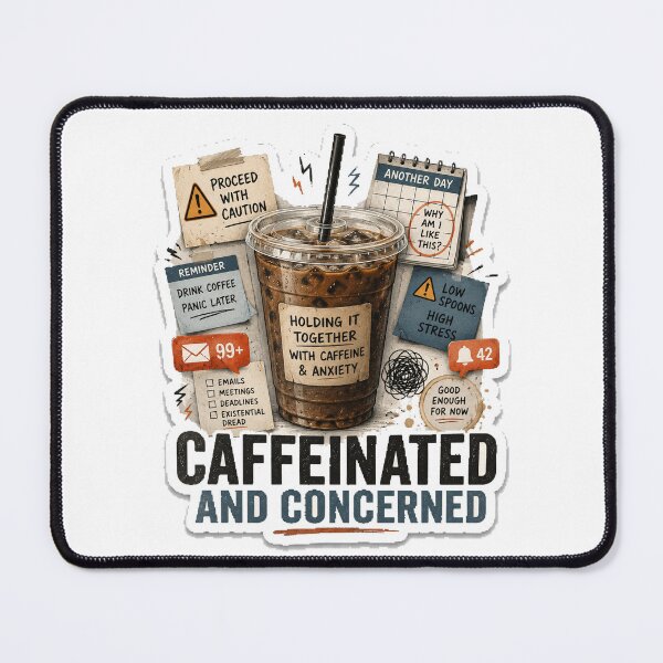 Item preview, Caffeinated And Concerned designed and sold by InkWanderStudio.