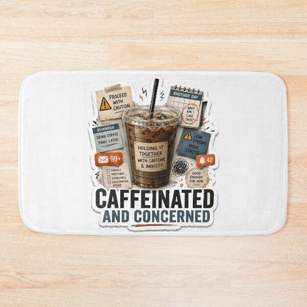 Item preview, Caffeinated And Concerned designed and sold by InkWanderStudio.