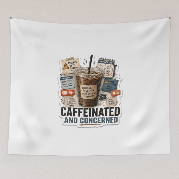 Item preview, Caffeinated And Concerned designed and sold by InkWanderStudio.