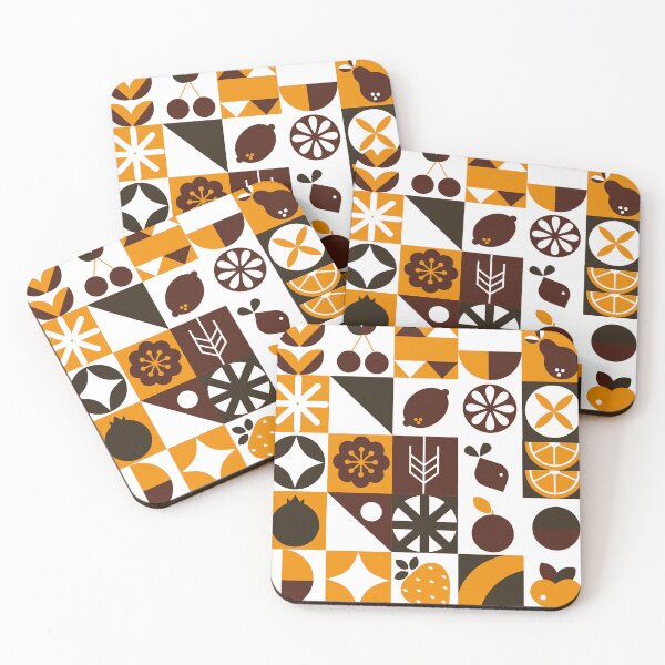Item preview, Bauhaus-Inspired Mid-Century Modern Orange And Brown Fruit Pattern designed and sold by DEC02.